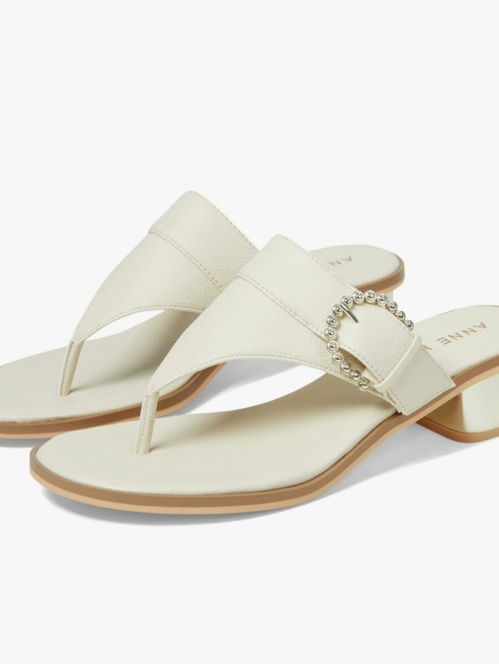 Anne Klein Ivory Thong Iflex Thessy Heel Sandal Women's Size 6.5 NWT Preppy - Picture 2 of 15